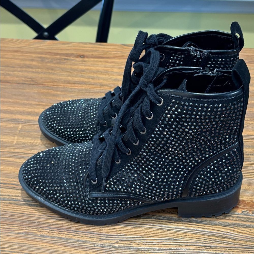 Madden Girl Kirra Black Lace Up Studded Boots